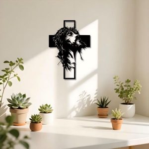 Cruz moderna de parede em metal | JESUMET